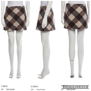 Pinko Checkered Mini Skirt - Brown and Cream 100% Wool